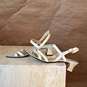 NORDSTROM VINTAGE STRAPPY LOW HEEL IN WHITE